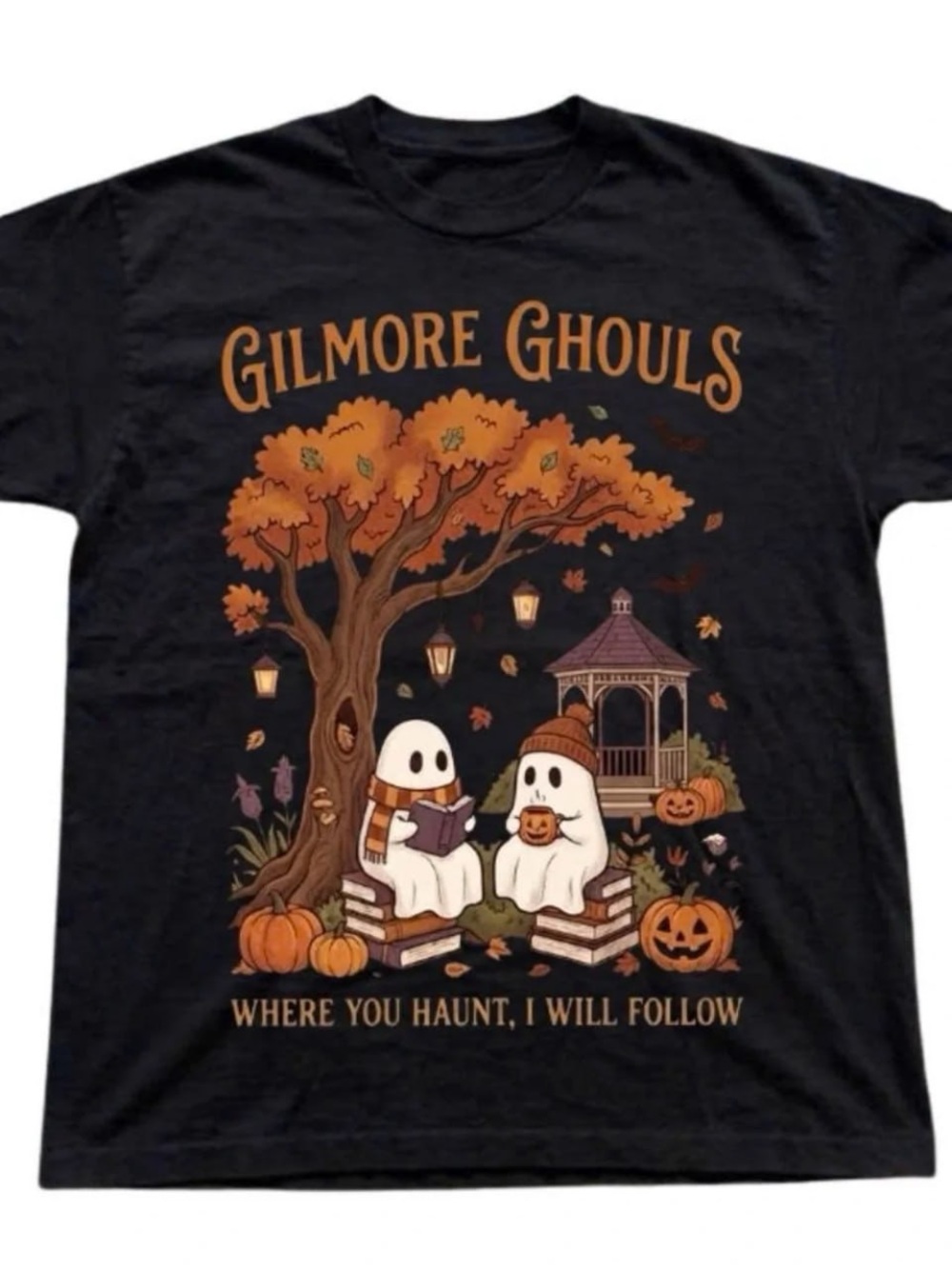 Gilmore Ghouls Halloween Graphic Tee - Black & Orange